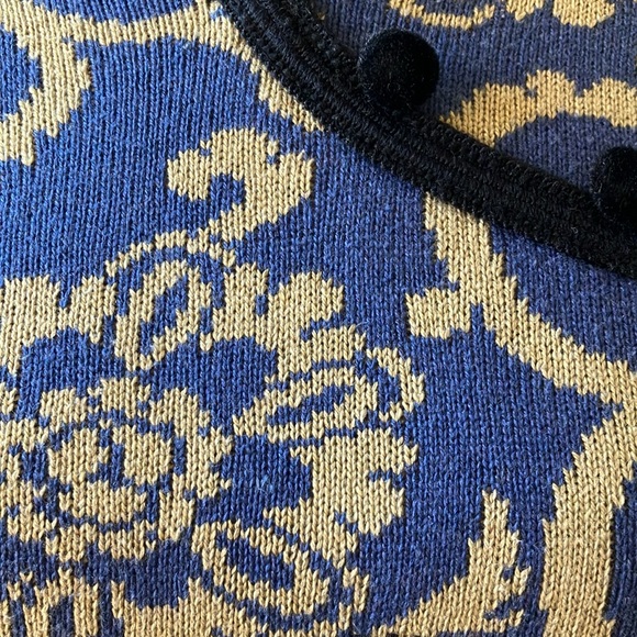 Covelo Silk/Wool/Cotton Blend Sweater Blue/Yellow Size M - Picture 6 of 11